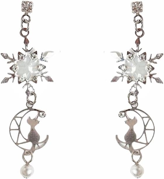 Amazon | Candy girls ピアス 冬 雪の結晶 猫 可愛い 和風 揺れる